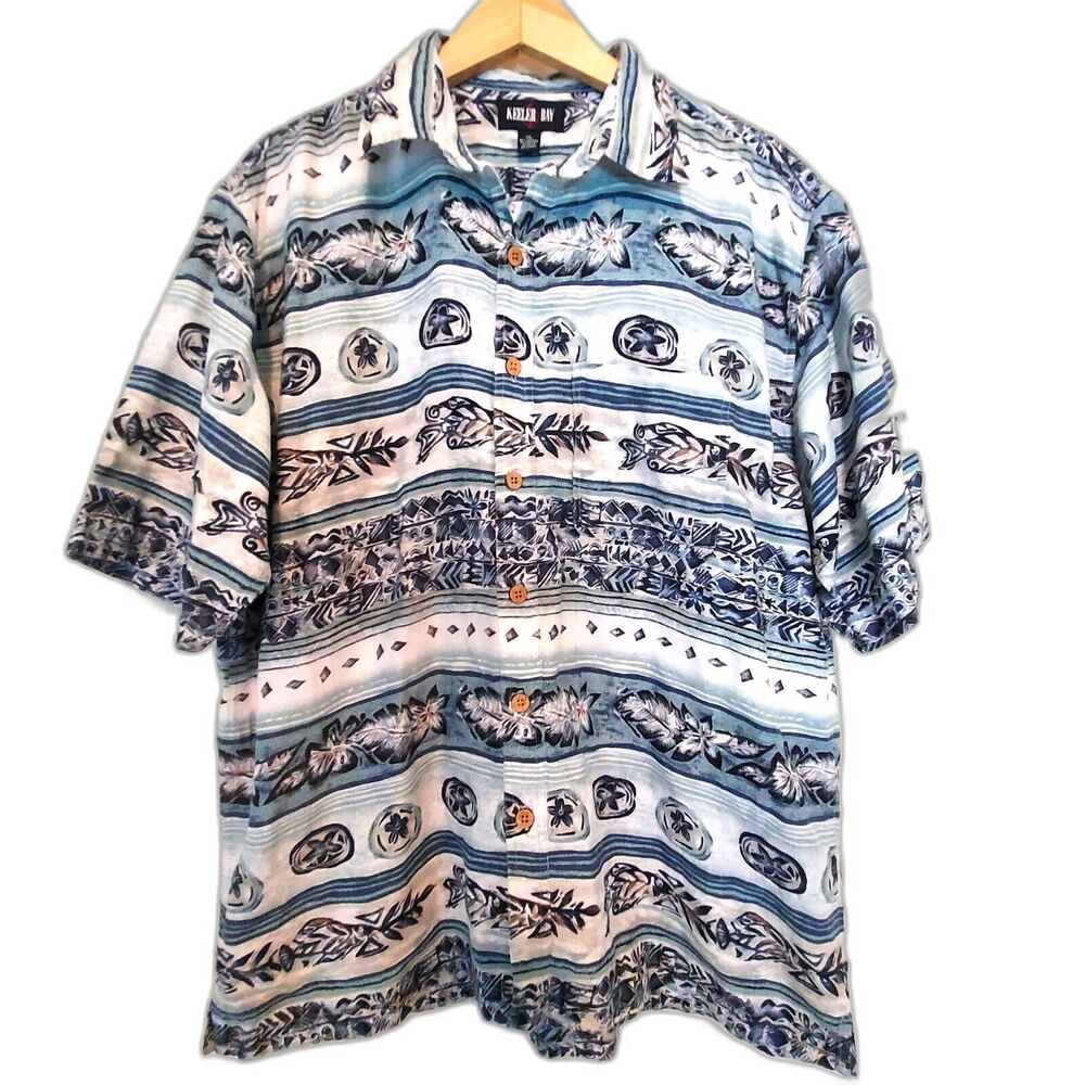 Keeler Bay Hawaiian Short Sleeve Button Up Size XL Cotton